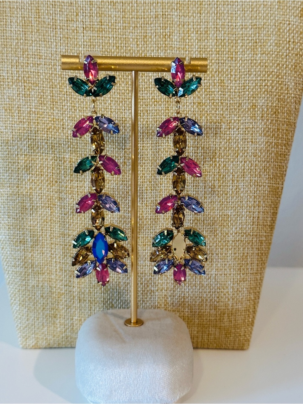 Multicolor Crystal Drop Statement Earrings - Women Jewelry